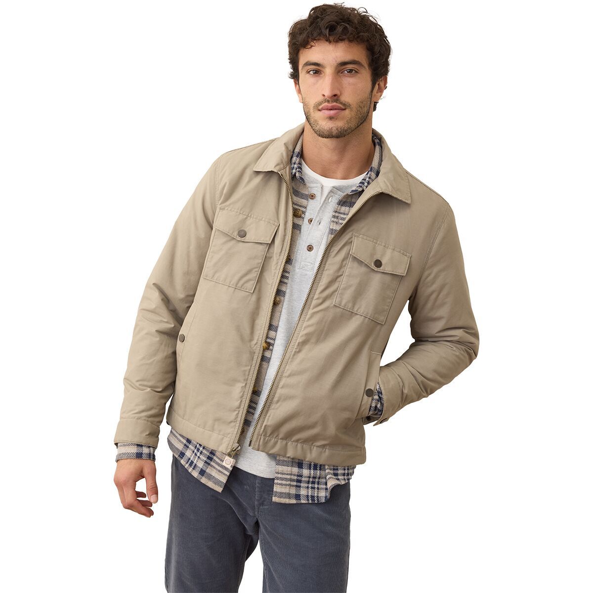 Image of Marine Layer Dry Wax Trucker Jacket - Men's Vintage Khaki, XL