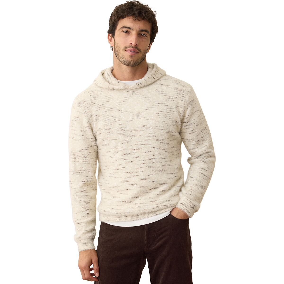 Image of Marine Layer Fuzzy Sweater Hoodie - Men's Natural Geo, XL