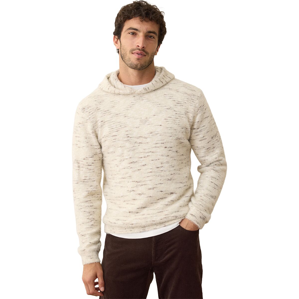 Image of Marine Layer Fuzzy Sweater Hoodie - Men's Natural Geo, S