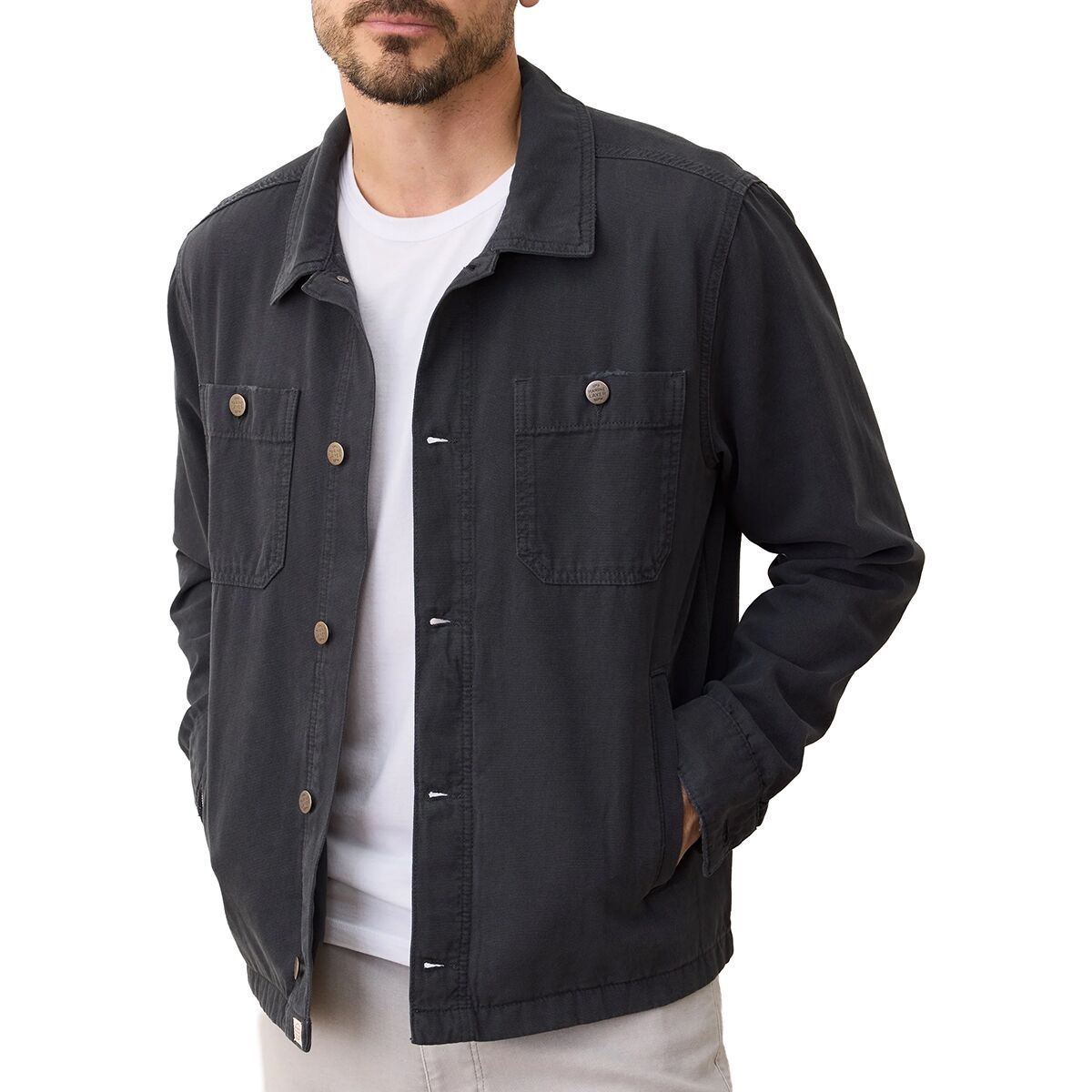 Image of Marine Layer Patrick Canvas Overshirt - Men's Faded Black, S