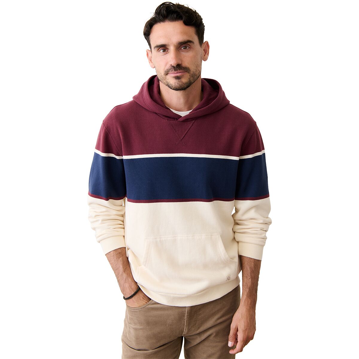 Image of Marine Layer Relaxed Cloud 9 Fleece Hoodie - Men's Burgundy/Navy, XL