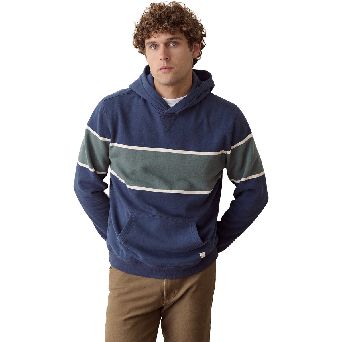 Image of Marine Layer Relaxed Cloud 9 Fleece Hoodie - Men's Mood Indigo Colorblock, S