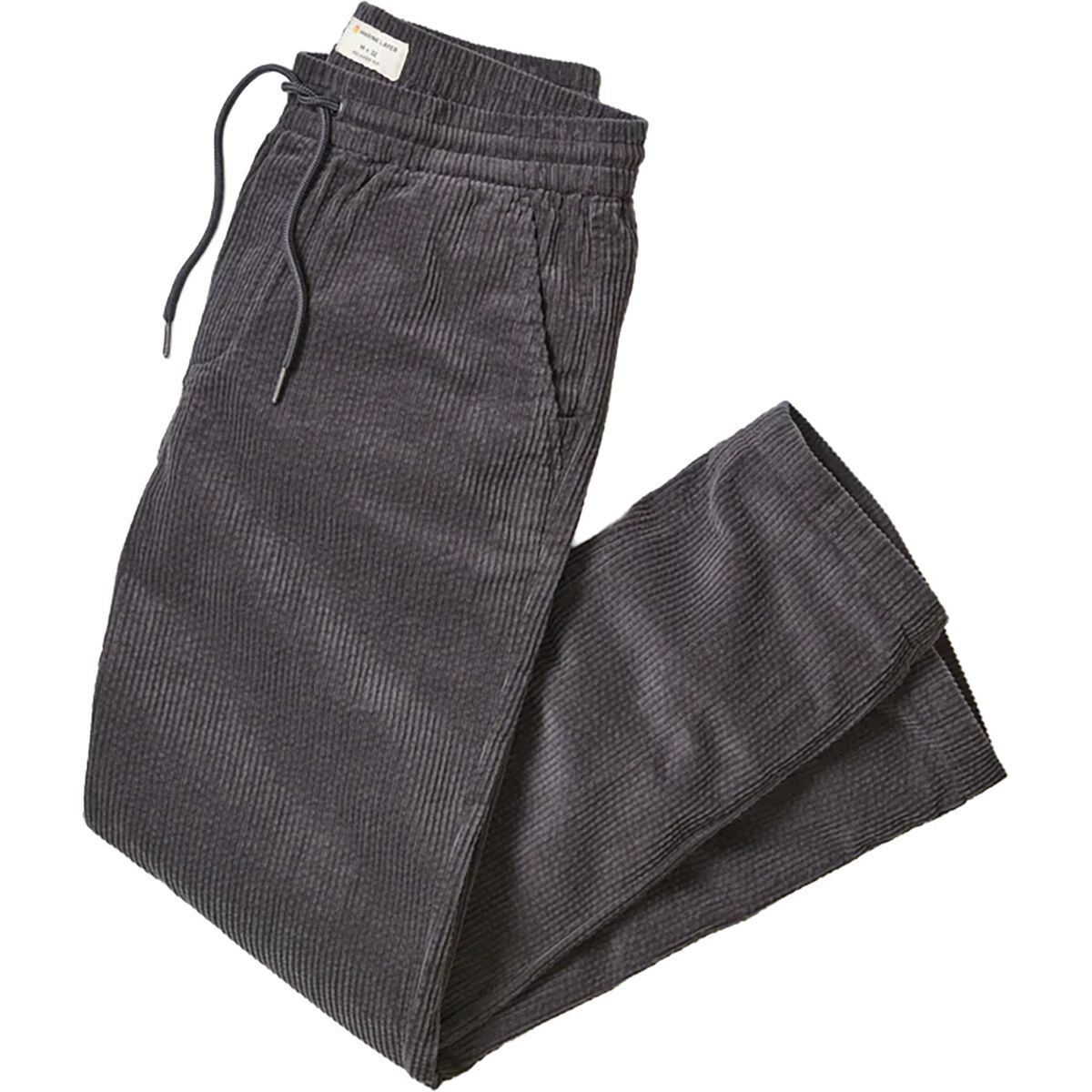 Image of Marine Layer Relaxed Saturday Corduroy Pant - Ankle Length - Men's Faded Black, S-32