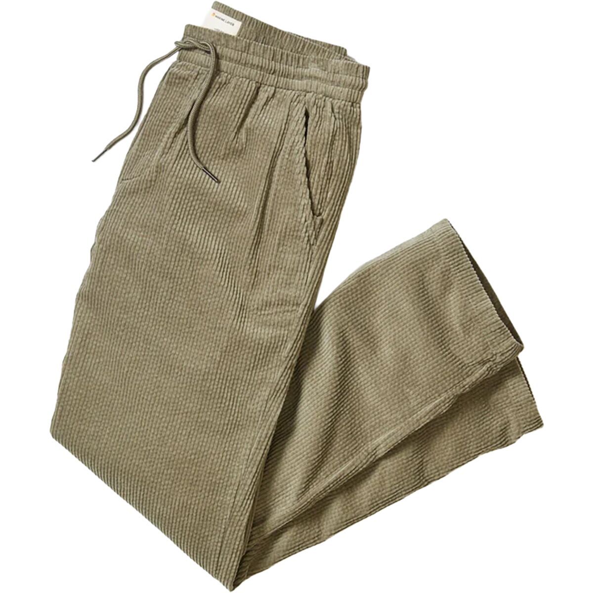 Image of Marine Layer Relaxed Saturday Corduroy Pant - Ankle Length - Men's Olive, S-32