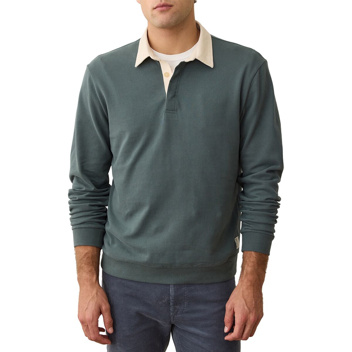 Image of Marine Layer Sueded Rugby Polo - Men's Balsam Green, L