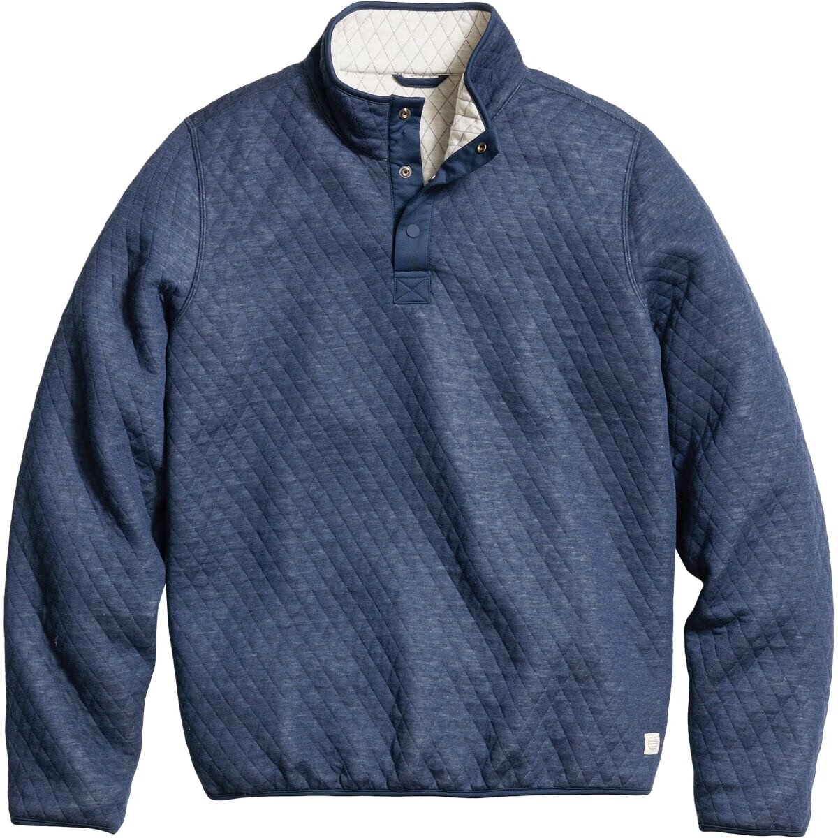 Image of Marine Layer Corbet Diamond Reversible Pullover - Men's Navy/Oat, L