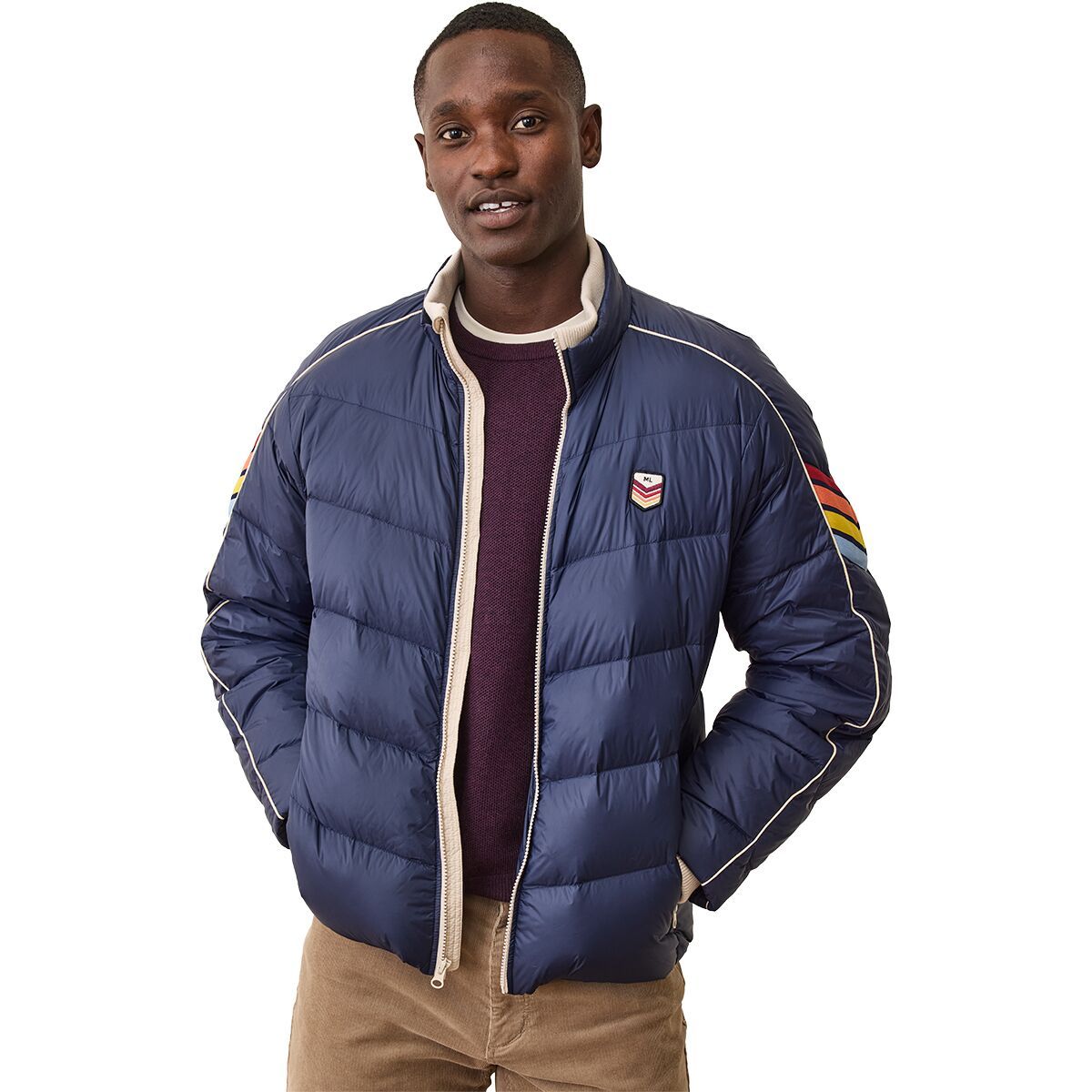 Image of Marine Layer Sporty Nylon Puffer Mock Jacket - Men's Navy, XXL