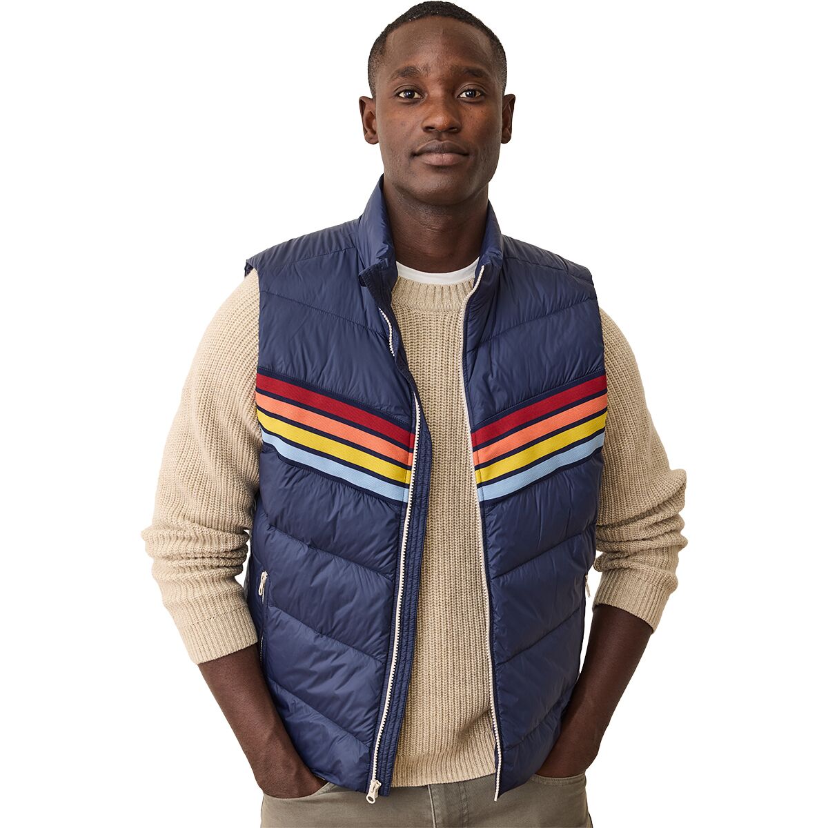 Image of Marine Layer Sporty Nylon Puffer Vest - Men's Navy, XL
