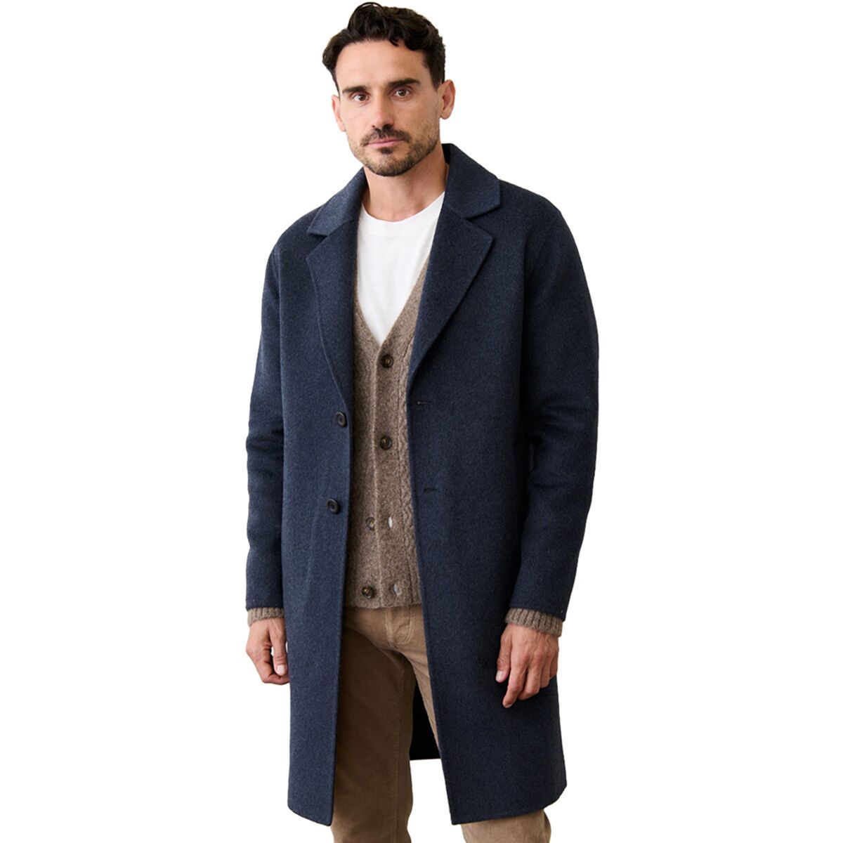 Image of Marine Layer Wool Longline Coat - Men's Navy Heather, L