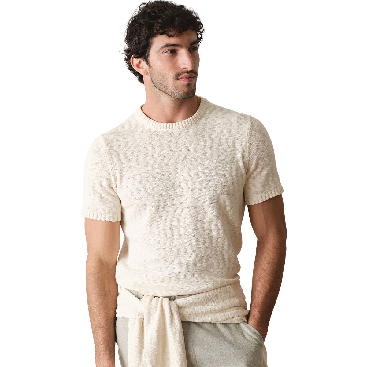 Image of Marine Layer Slub Sweater T-Shirt - Men's Natural, XL