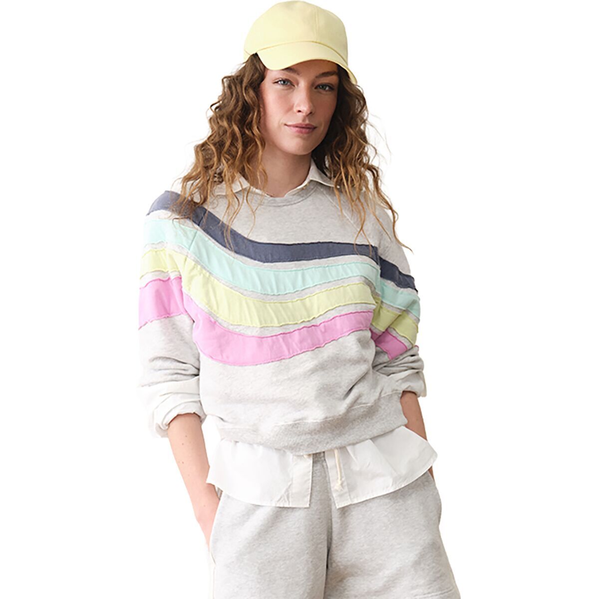 Image of Marine Layer Cloud 9 Applique Terry Sweatshirt - Women's Heather Grey, S