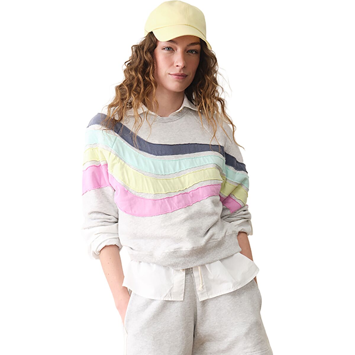 Image of Marine Layer Cloud 9 Applique Terry Sweatshirt - Women's Heather Grey, XS