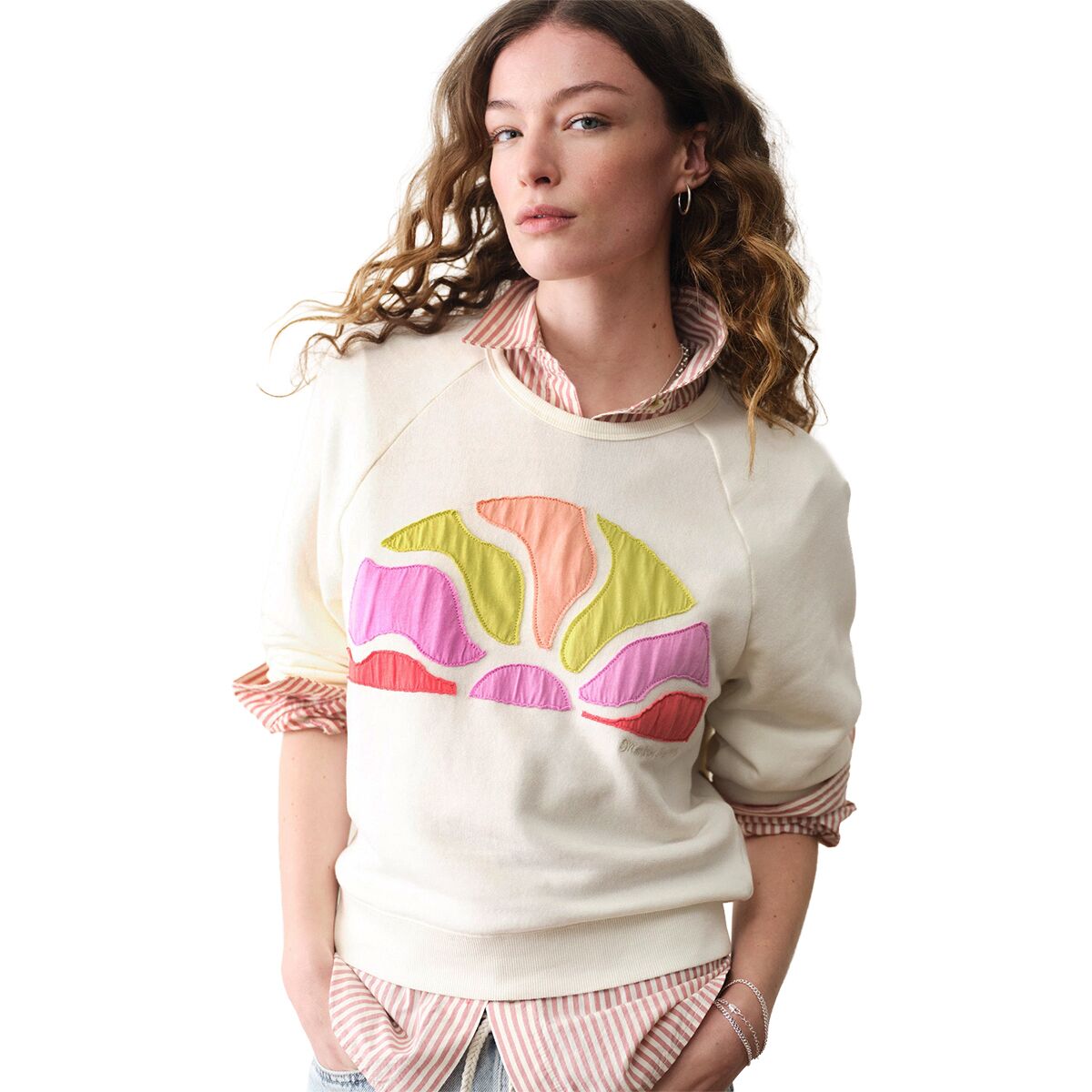 Image of Marine Layer Cloud 9 Terry Sun Sweatshirt - Women's Antique White, S