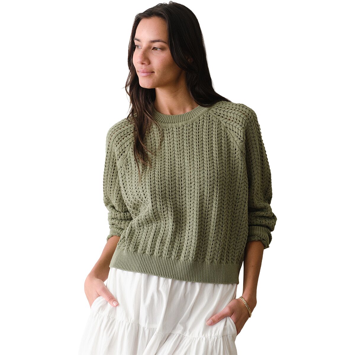 Image of Marine Layer Textured Stitch Crewneck Sweater - Women's Shadow, XS