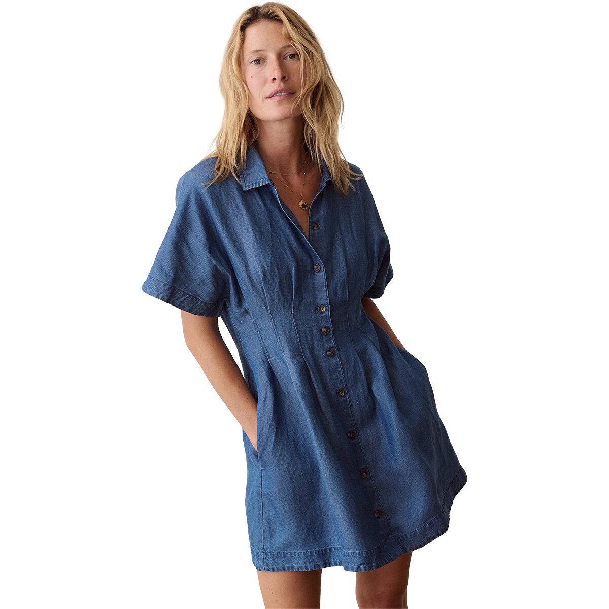Image of Marine Layer Arden Mini Chambray Shirt Dress - Women's Medium Wash, S