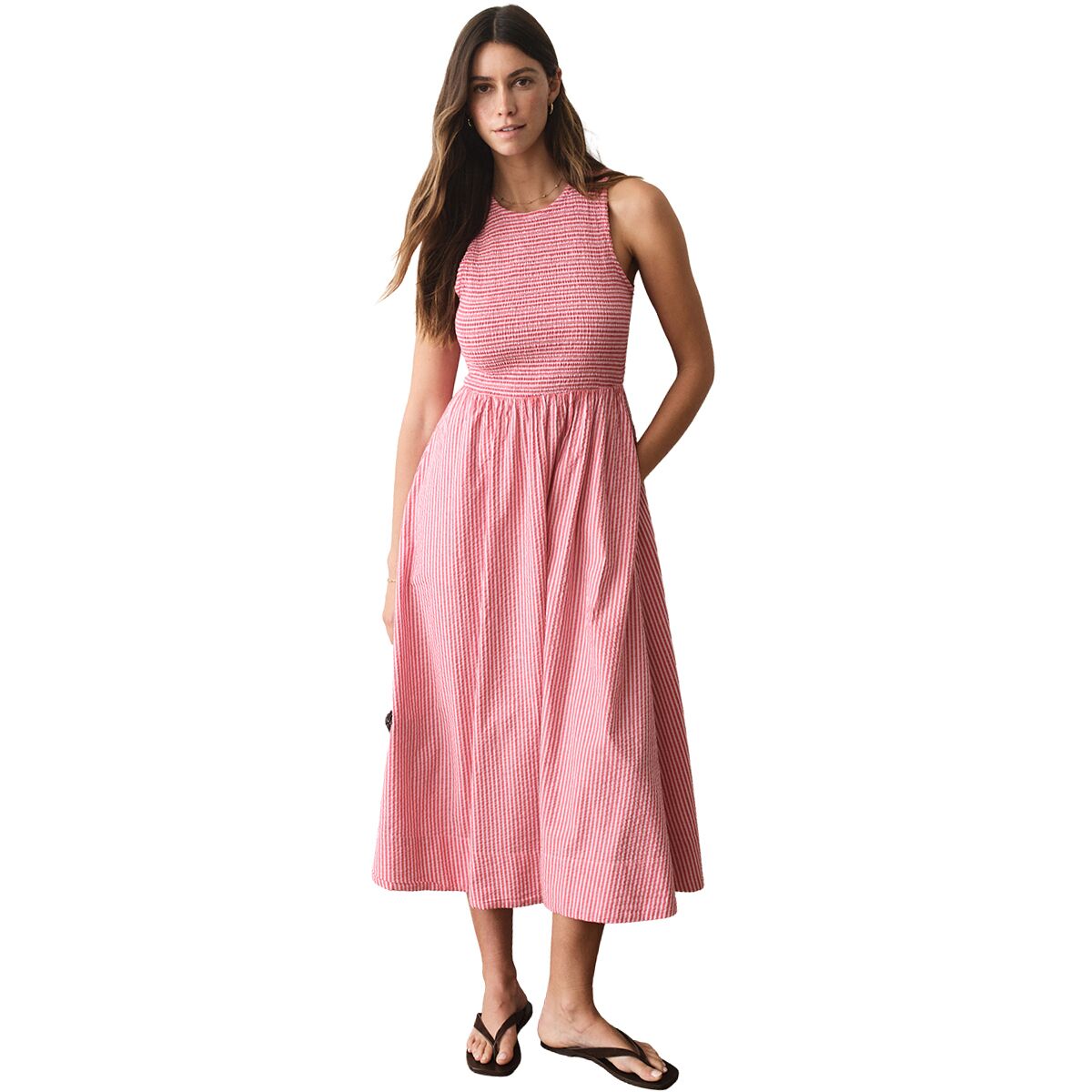 Image of Marine Layer Darcy Seersucker Maxi Dress - Women's Pink Stripe, XS