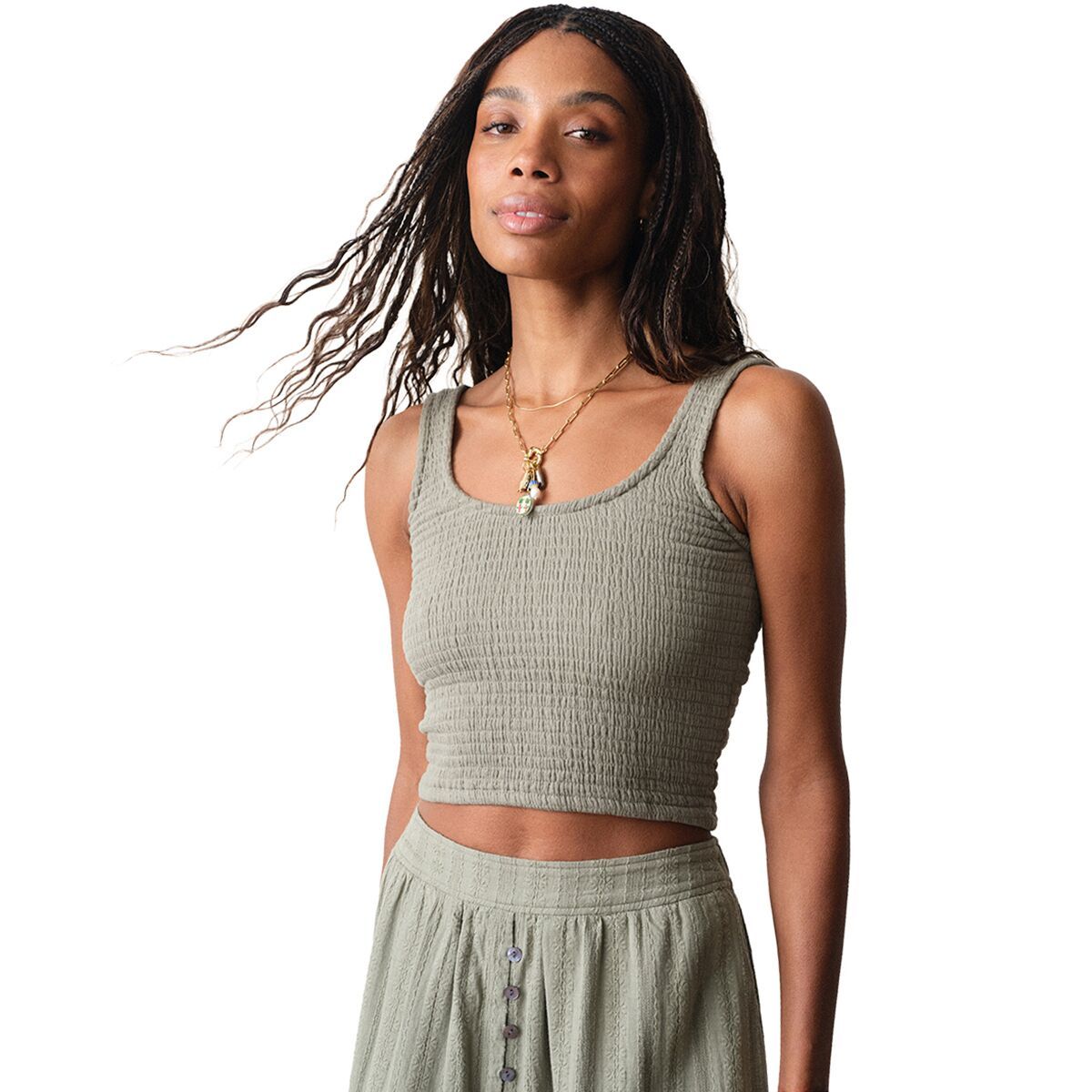 Image of Marine Layer DoubleCloth Scoop Tank Top - Women's Sea Spray, M