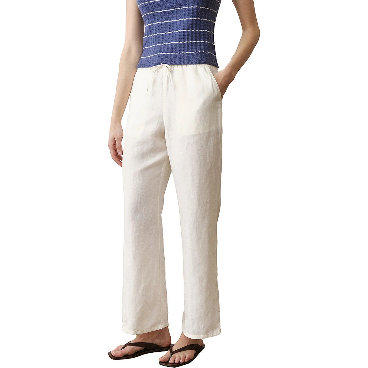 Image of Marine Layer Linen Drawstring Pant - Women's Antique White, S