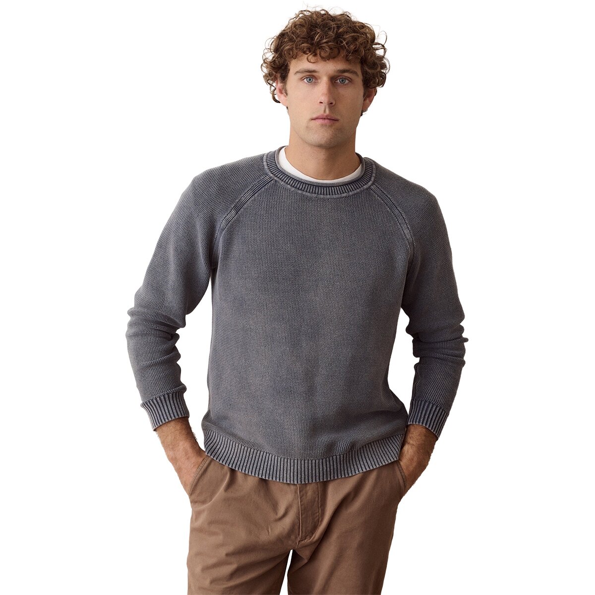Image of Marine Layer Garment Dye Roll Neck Sweater - Men's Mood Indigo, XL