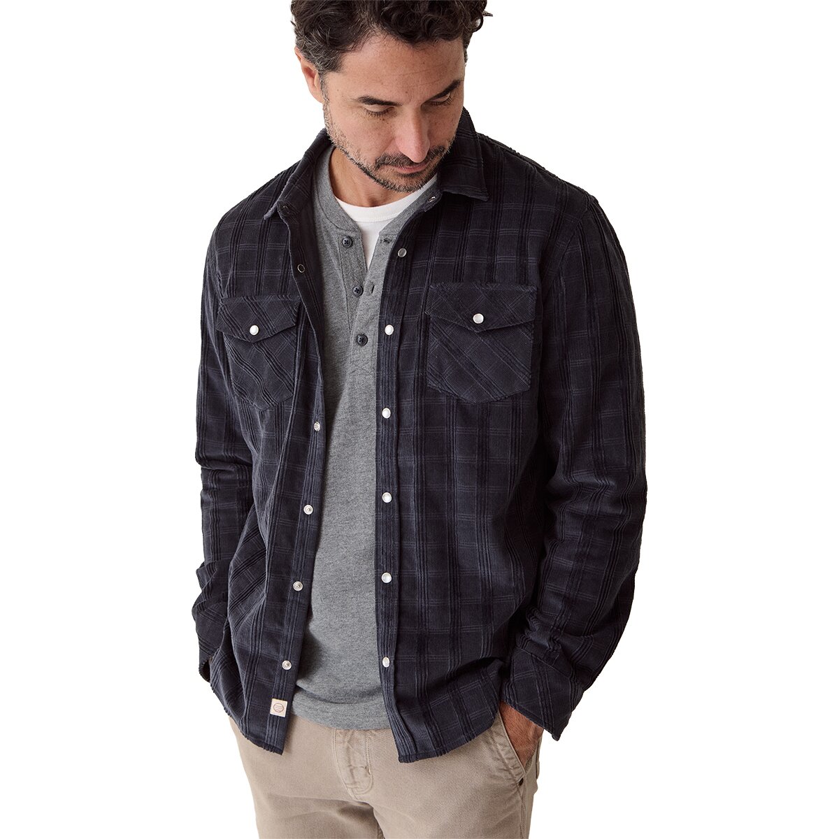 Marine Layer Clark Corduroy Long-Sleeve Shirt Navy, L
