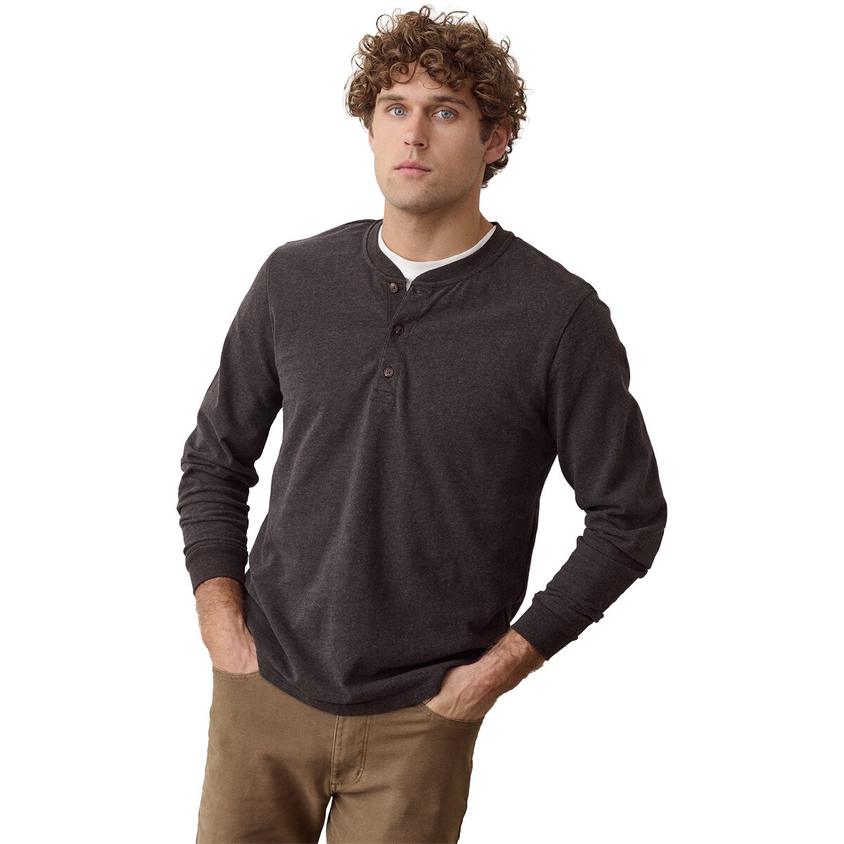 Image of Marine Layer Luxe 250 Henley - Men's Java Heather, L