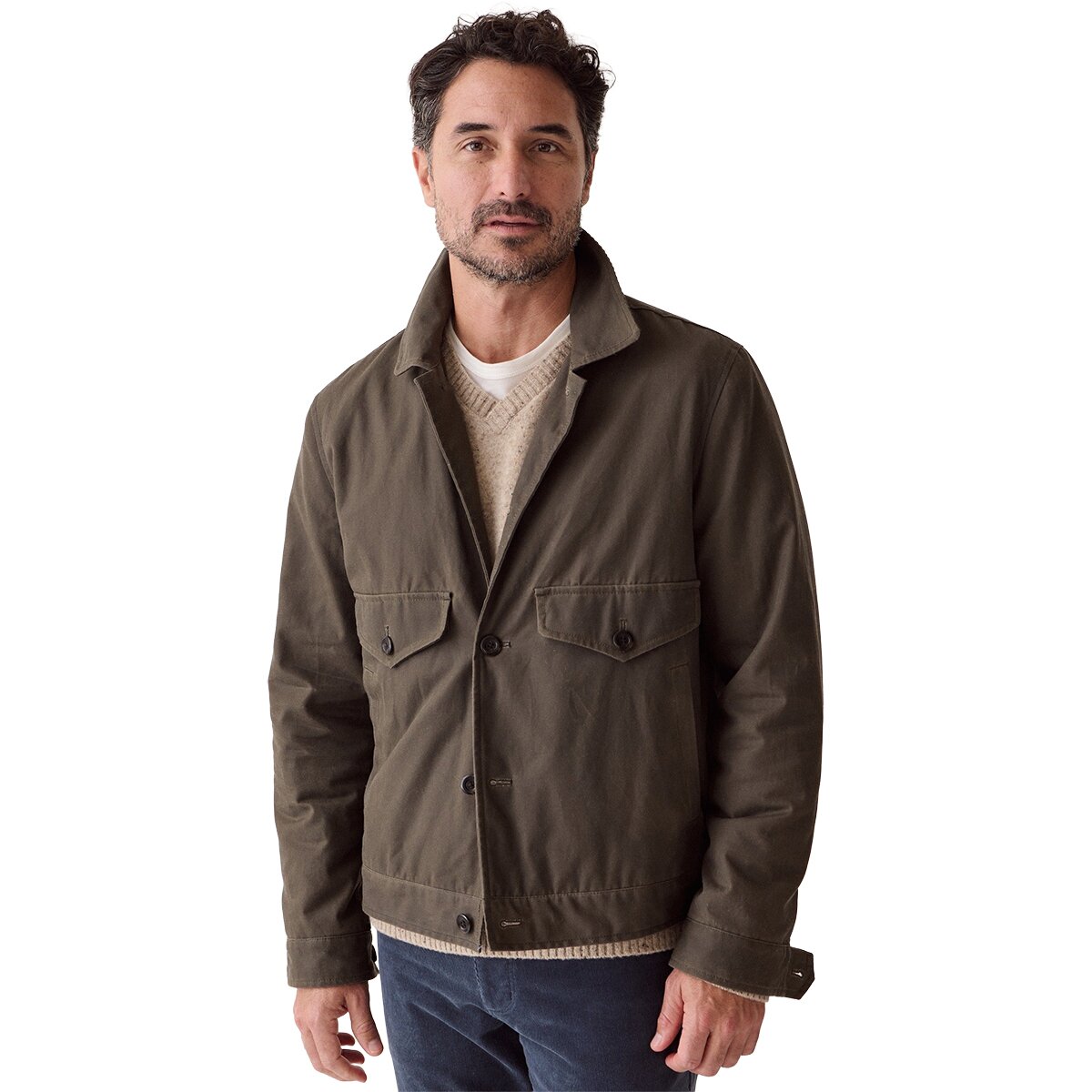 Image of Marine Layer Waxed Trucker Jacket - Men's Olive, L
