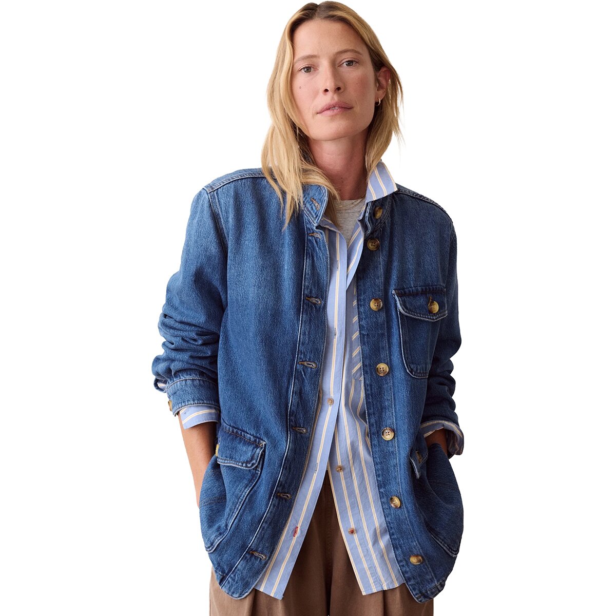 Image of Marine Layer Blake Denim Utility Jacket - Women's Medium Wash, M