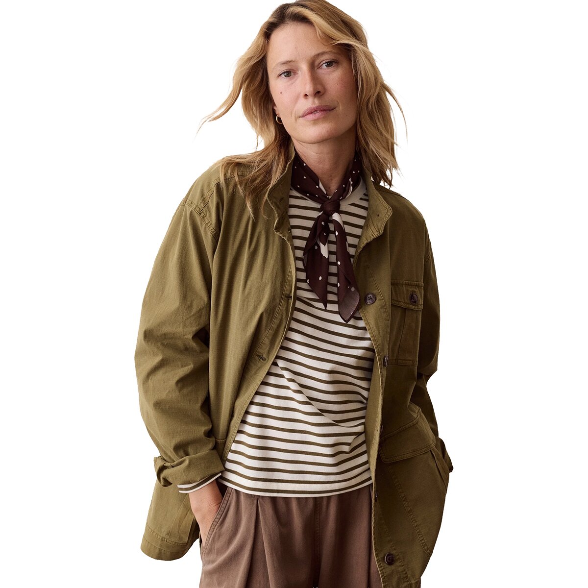 Image of Marine Layer Blake Ripstop Utility Jacket - Women's Dark Olive, M