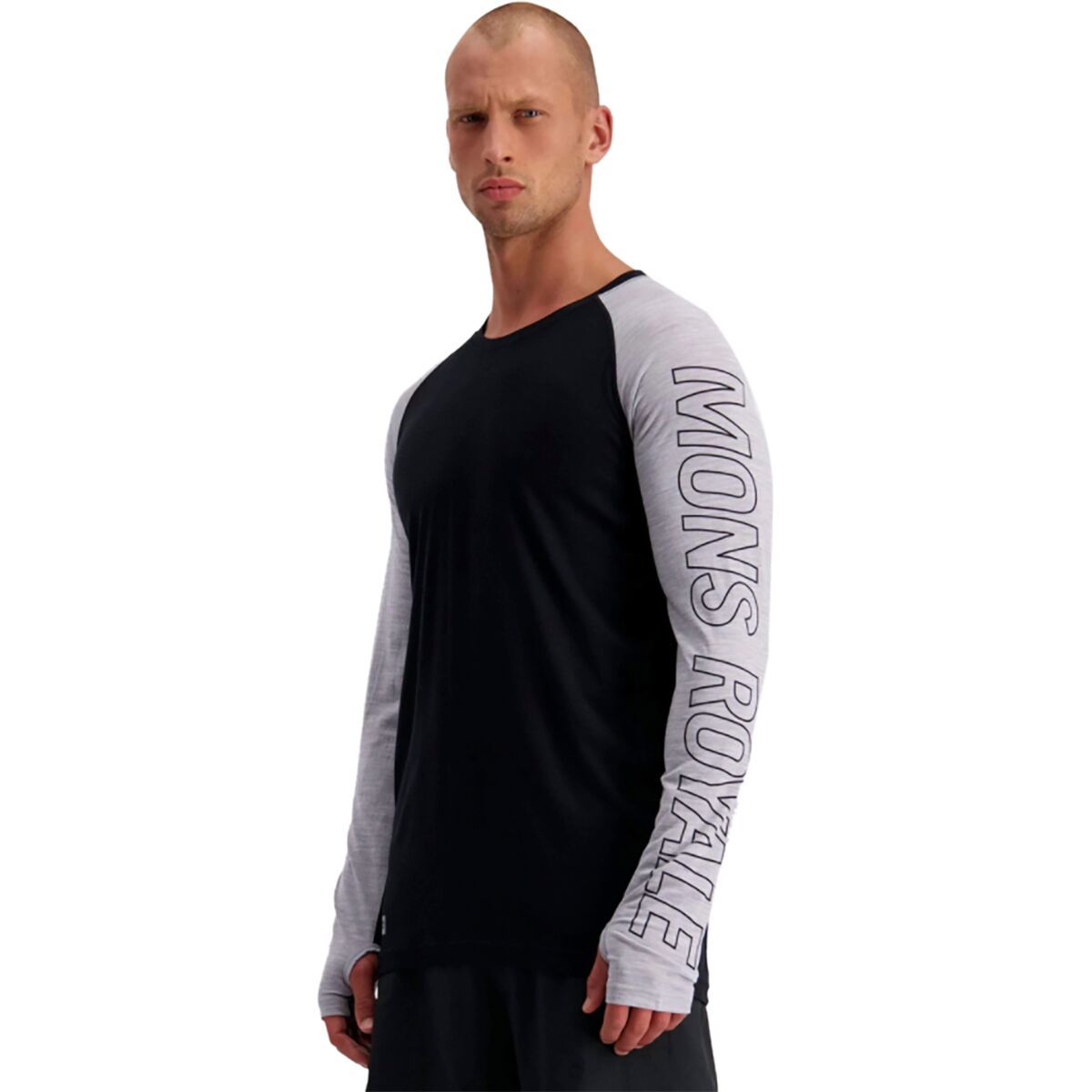 Mons Royale Temple Tech Long-Sleeve Shirt - Men's Black/Grey Marl, L