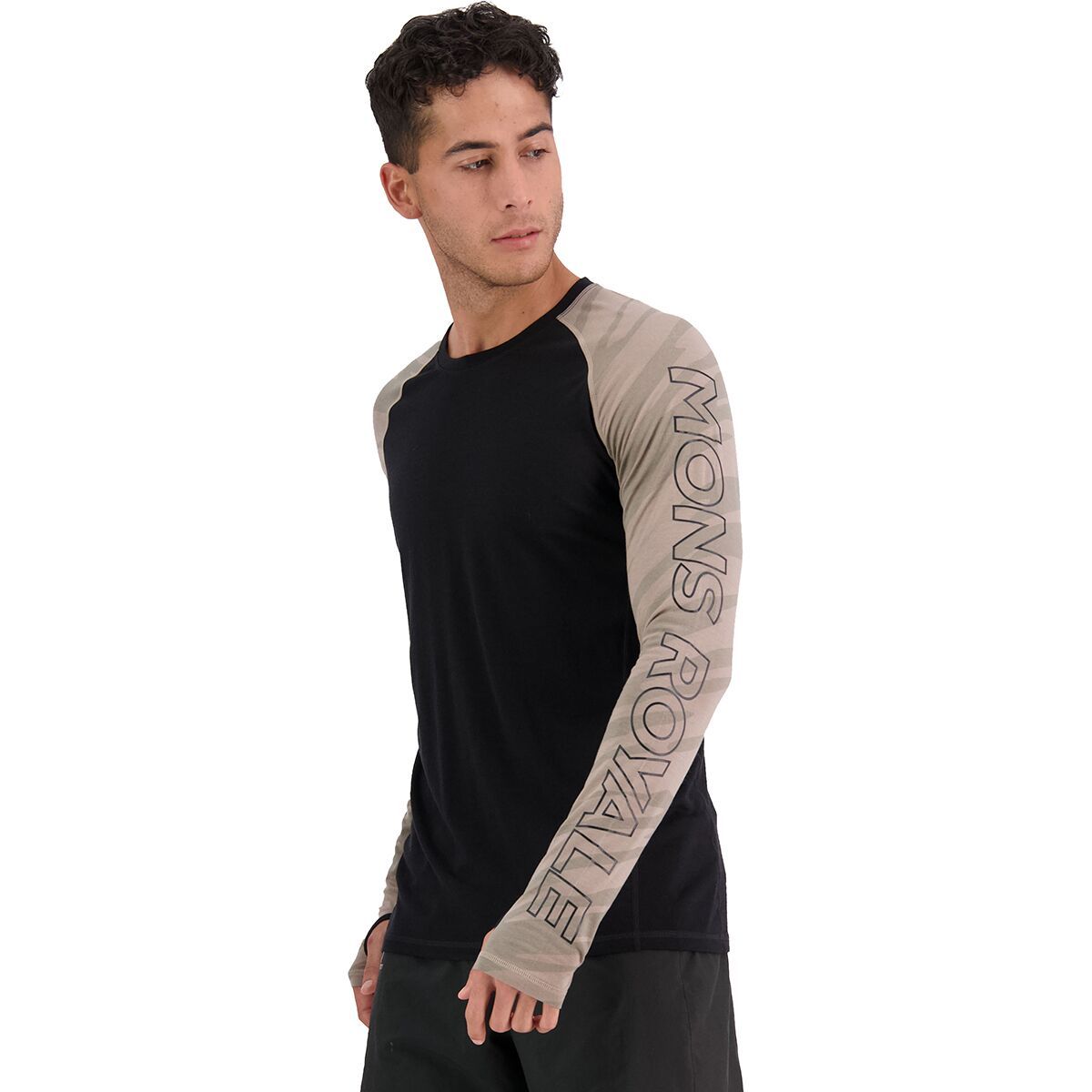 Mons Royale Temple Tech Long-Sleeve Shirt - Men's Black/Undercover Camo, M
