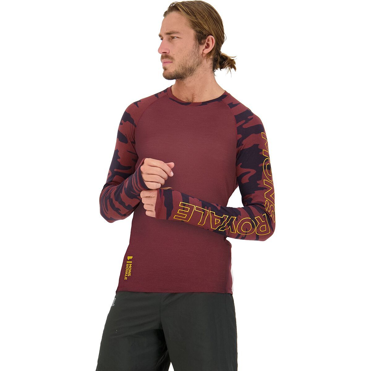 Mons Royale Temple Tech Long-Sleeve Shirt - Men's Chocolate Camo, L
