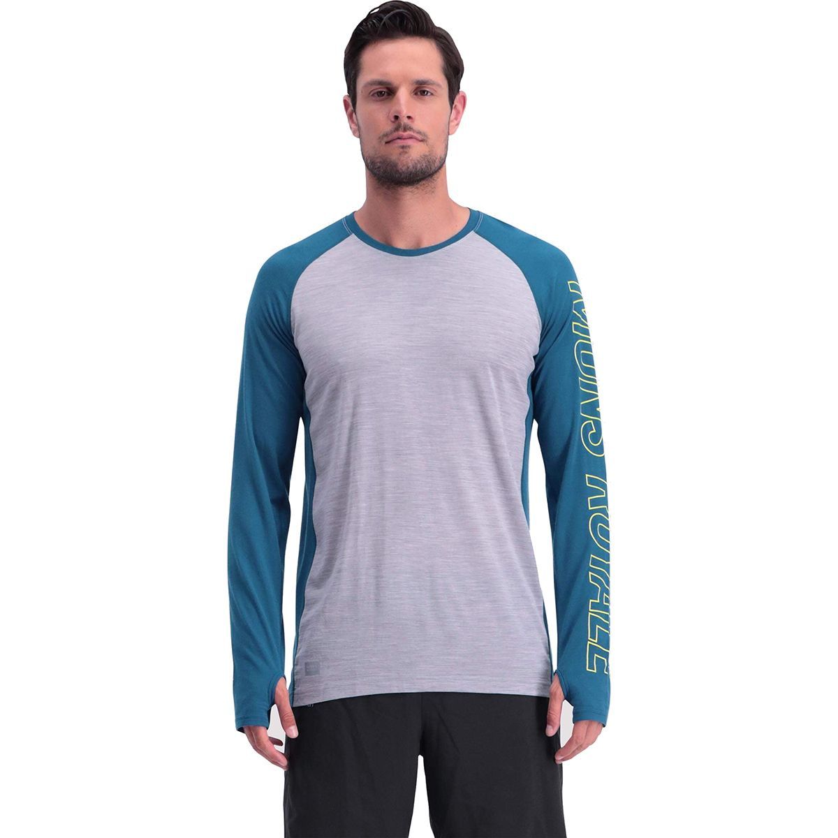 Mons Royale Temple Tech Long-Sleeve Shirt - Men's Oily Blue/Grey, L