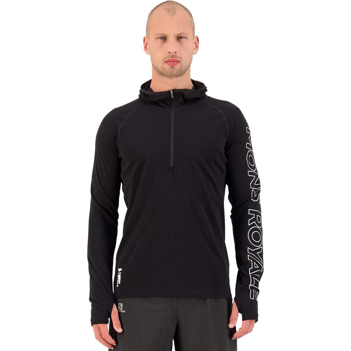 Mons Royale Temple Tech Hooded Zip Top - Men's Black II, XL