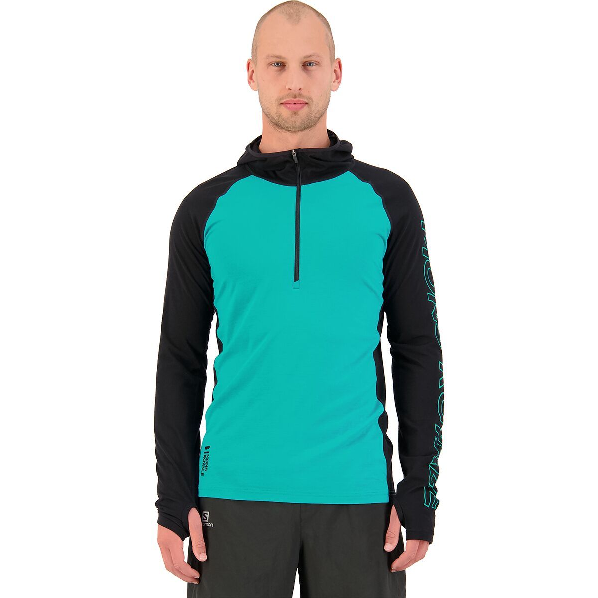 Mons Royale Temple Tech Hooded Zip Top - Men's Marina/Black, L