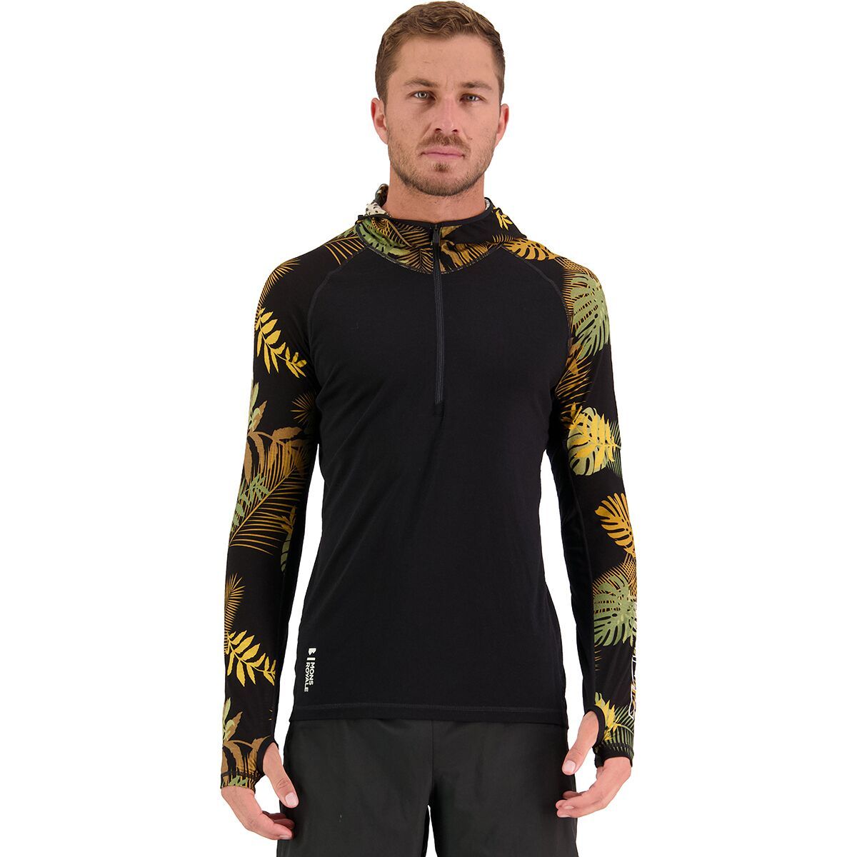 Mons Royale Temple Tech Hooded Zip Top - Men's Native Camo, L