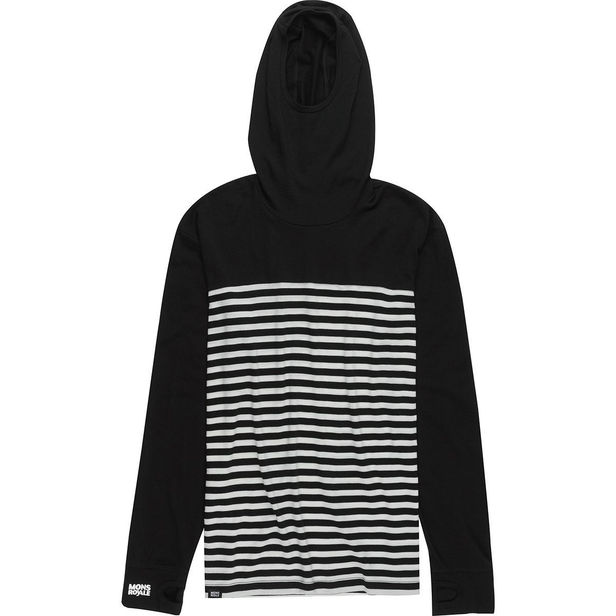 Mons Royale Yotei Powder Hoodie - Men's Black/Thick Stripe, M