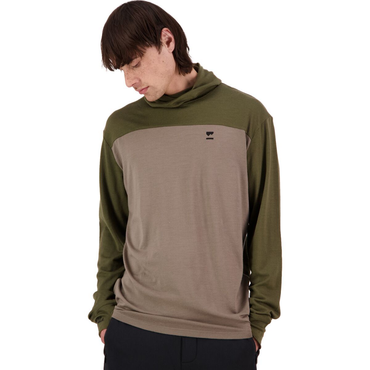 Mons Royale Yotei Powder Hoodie - Men's Dark Olive/Walnut, L