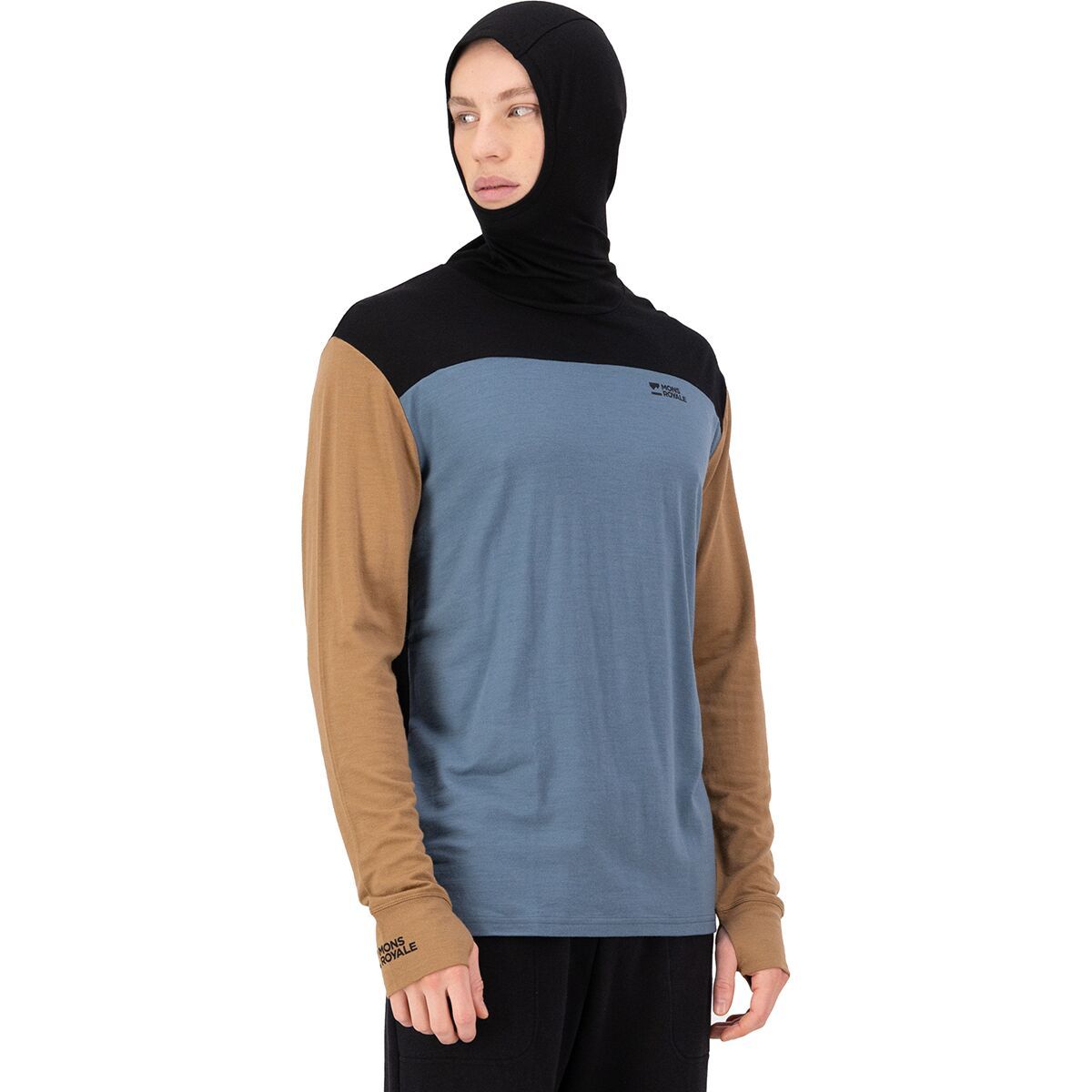 Image of Mons Royale Yotei Powder Hoodie - Men's Goblin Blue/Toffee/Black, XL