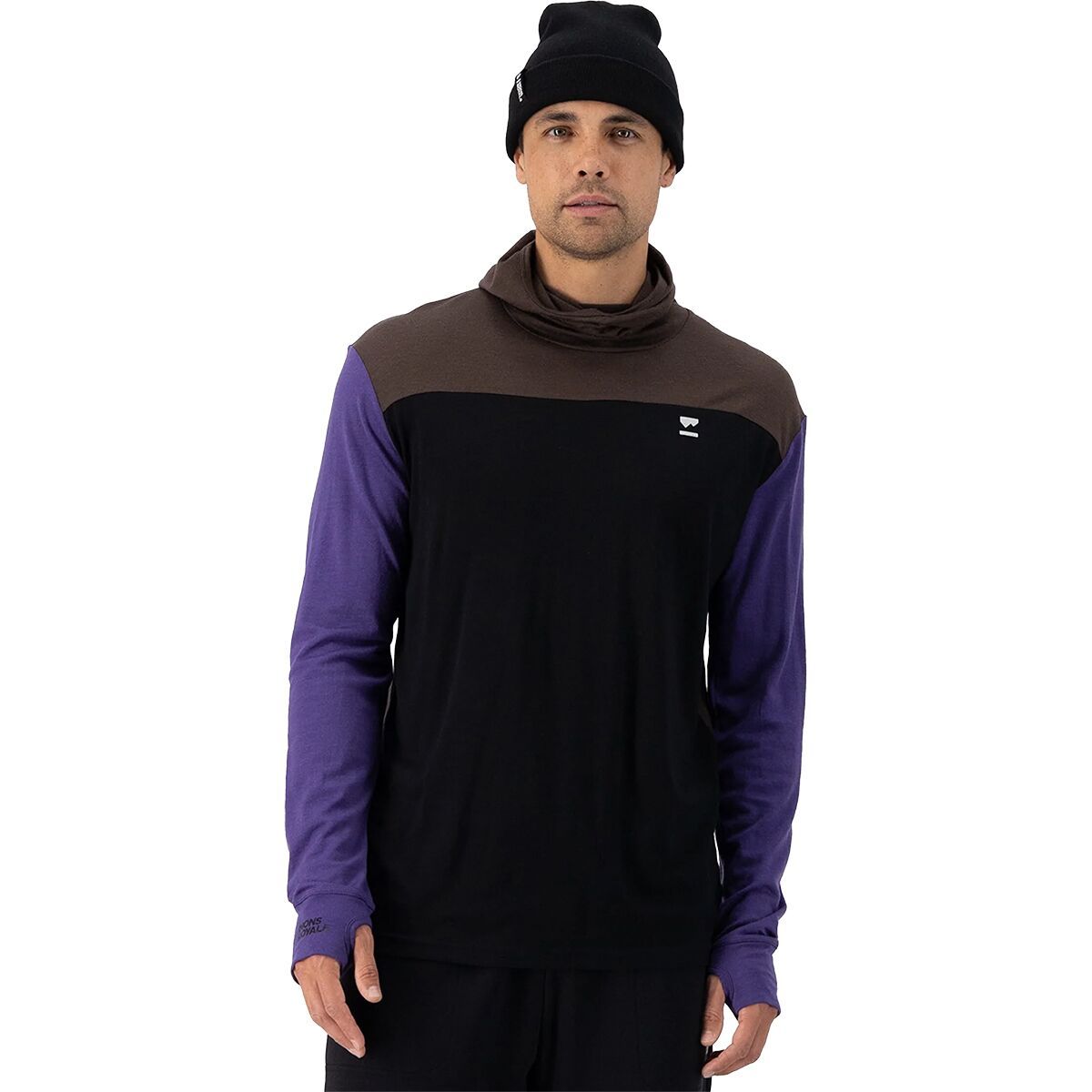 Mons Royale Yotei Powder Hoodie - Men's Violet/Cedar/Black, S