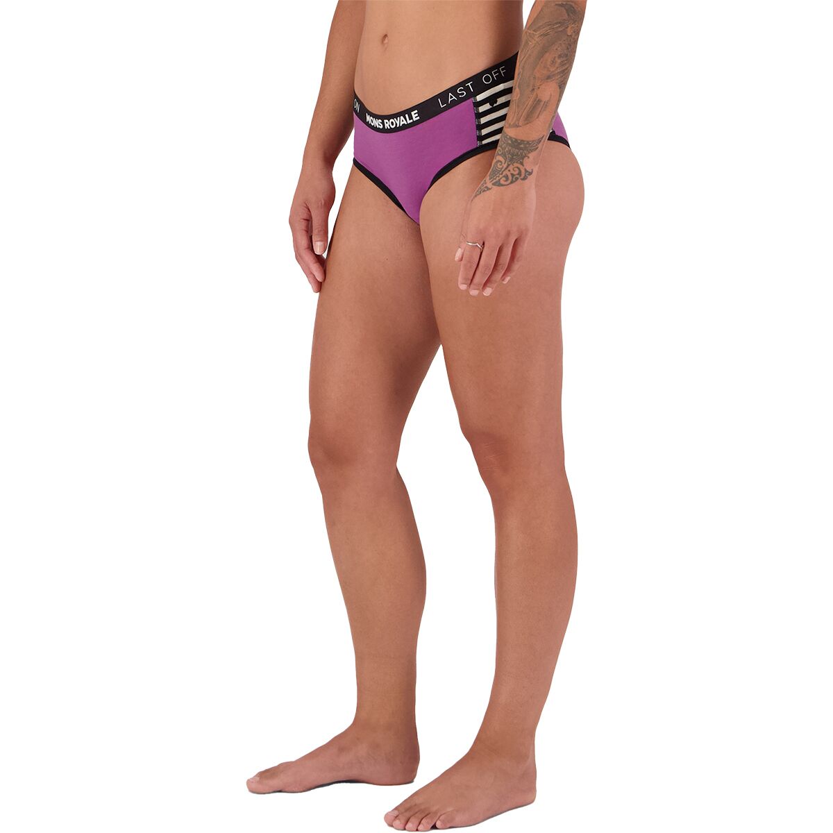 Image of Mons Royale Sylvia Boyleg Underwear - Women's Purple Bolt/MR Stripe, L