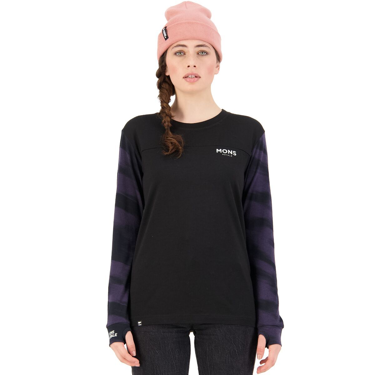 Mons Royale Yotei Boyfriend Tech Long-Sleeve Top - Women's Black/Motion 9, L