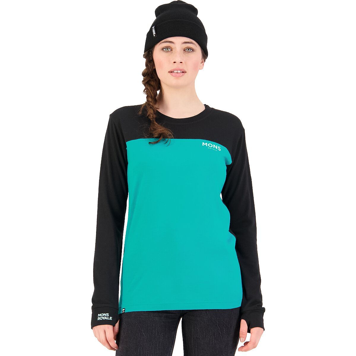 Mons Royale Yotei Boyfriend Tech Long-Sleeve Top - Women's Marina/Black, S