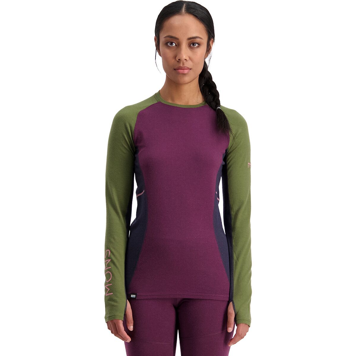 Mons Royale Olympus 3.0 1/2-Zip Top - Women's Blackberry/Avocado, M