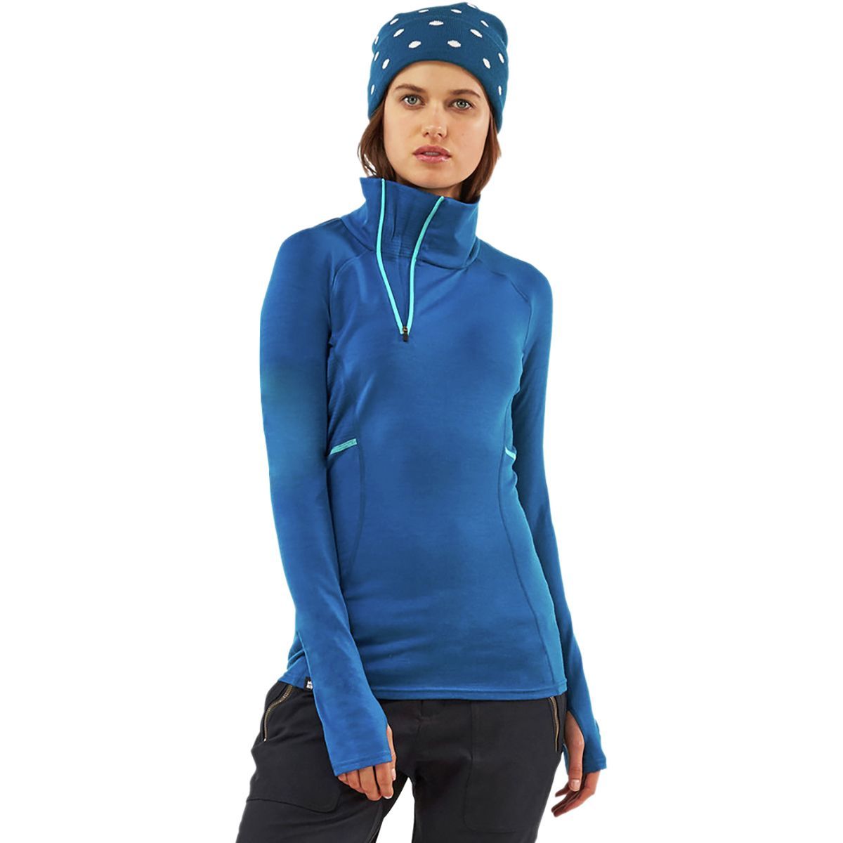 Mons Royale Olympus 3.0 1/2-Zip Top - Women's Oily Blue, XS