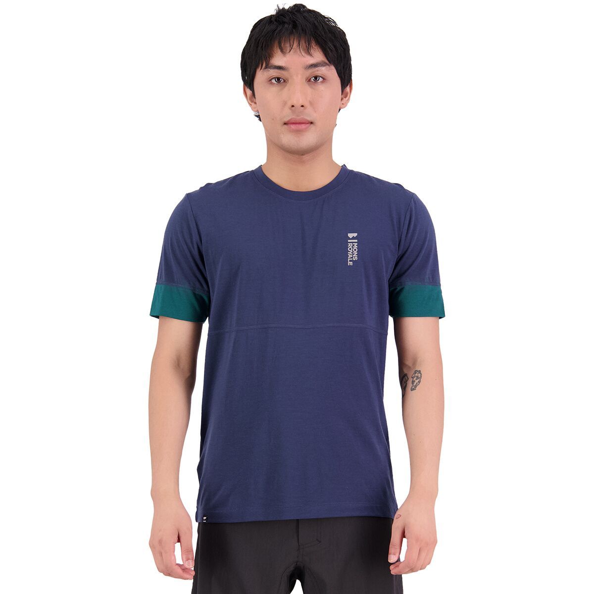 Mons Royale Cadence Short-Sleeve Jersey - Men's Evergreen/Midnight, XXL