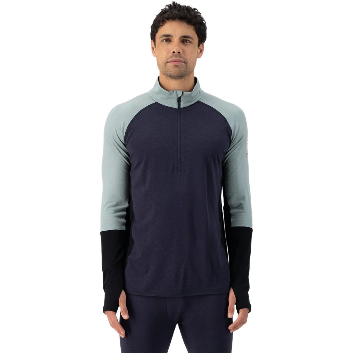 Image of Mons Royale Olympus 3.0 Half-Zip Top - Men's Dew/9 Iron/Black, M