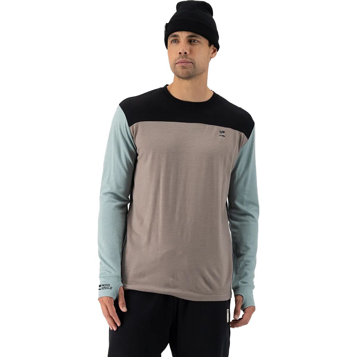 Image of Mons Royale Yotei Tech Long-Sleeve Top - Men's Dew/Cinder/Black, M