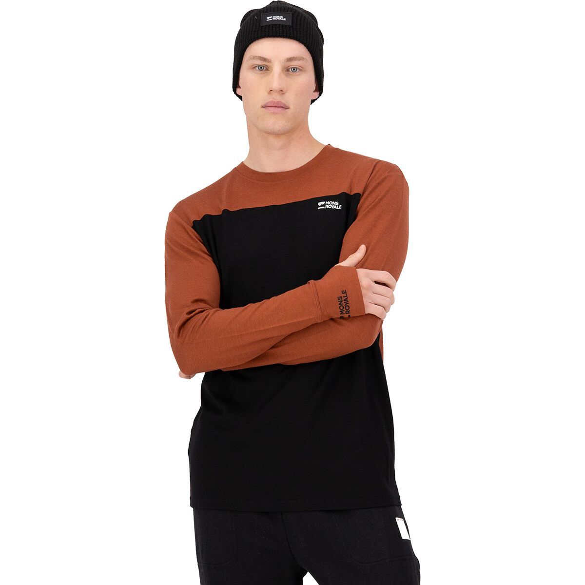 Image of Mons Royale Yotei Tech Long-Sleeve Top - Men's Sienna/Black, XL
