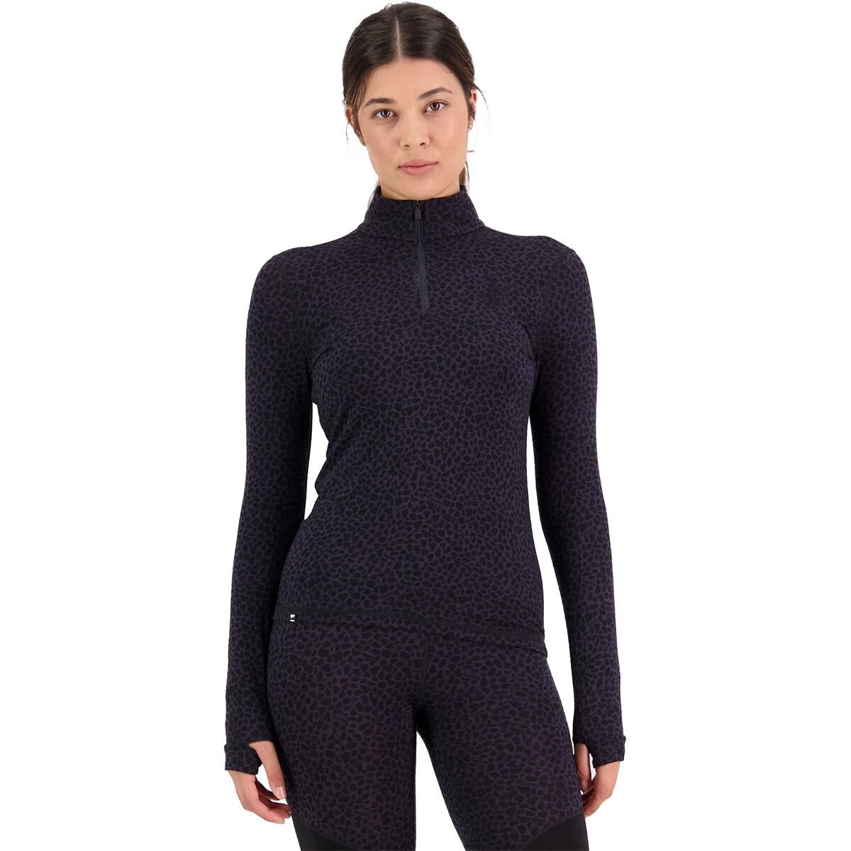 Mons Royale Cascade Merino Flex 200 1/4 Zip Top - Women's Arctic Leopard, L