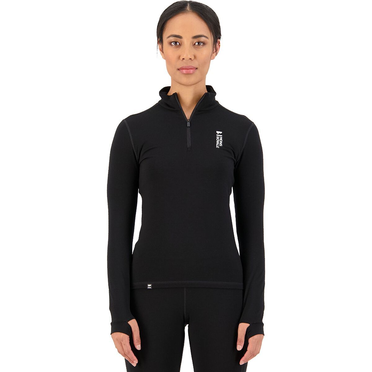 Mons Royale Cascade Merino Flex 200 1/4 Zip Top - Women's Black, XS